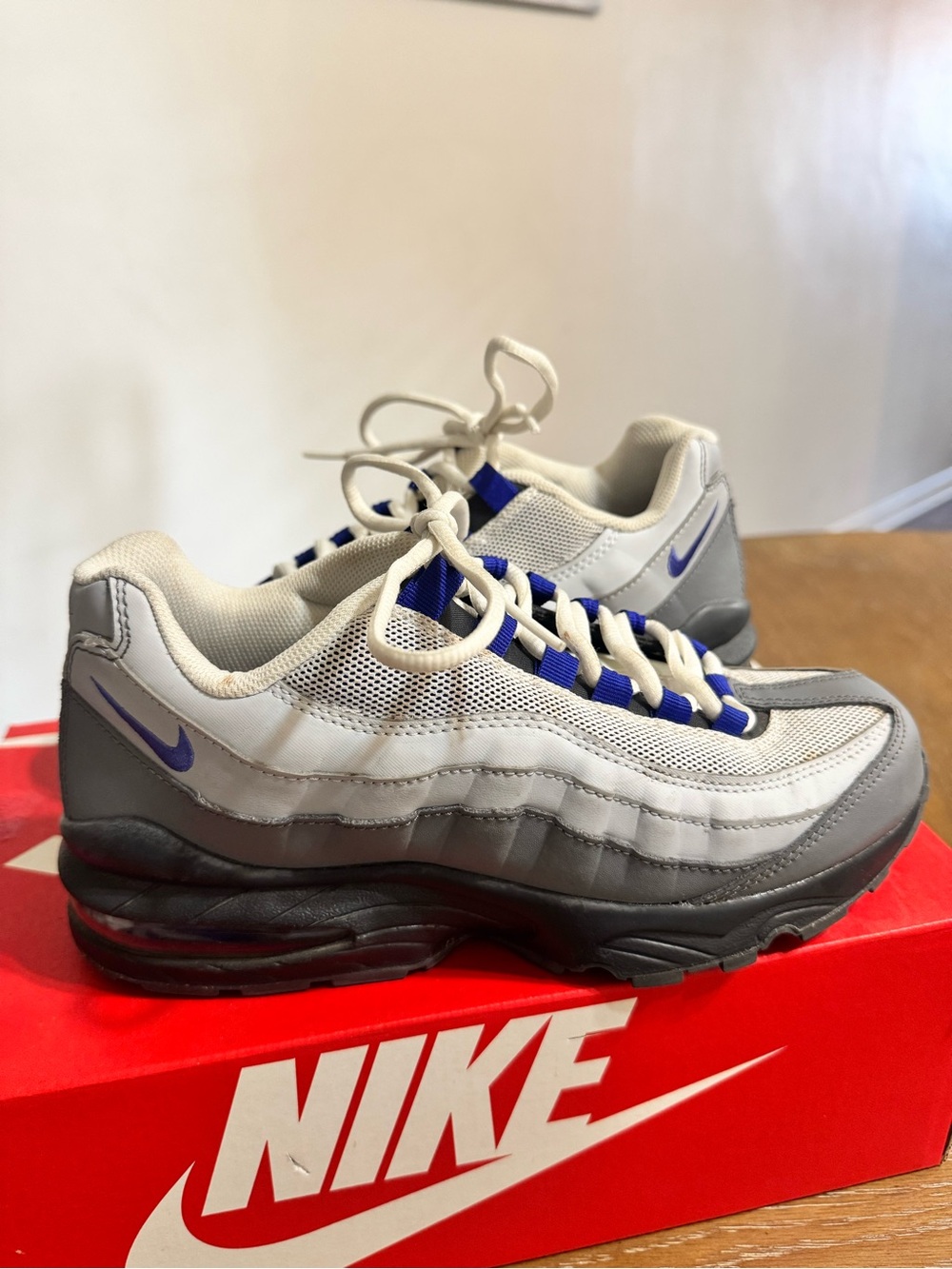 Nike Kids Sneakers White Gray Blue Accents